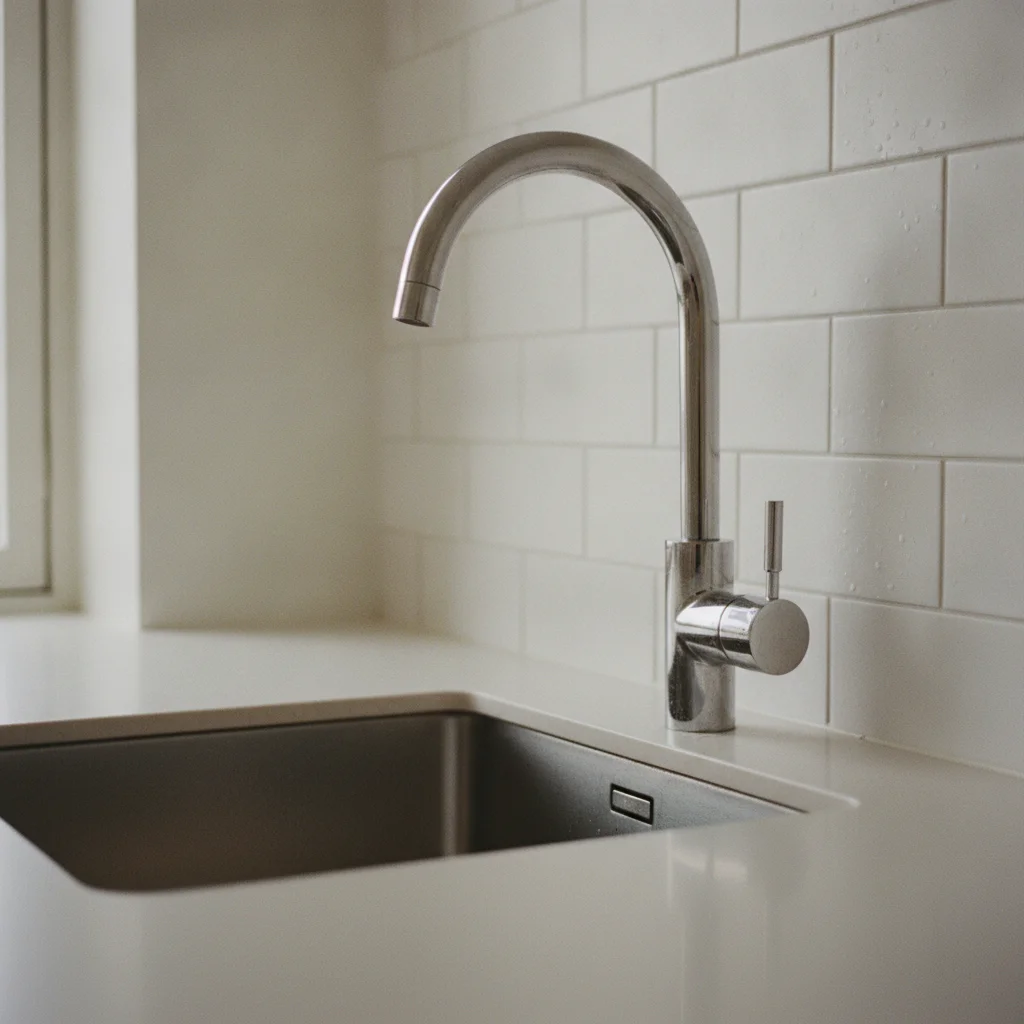 Credence adhesive derriere l'evier : gerer les projections d'eau